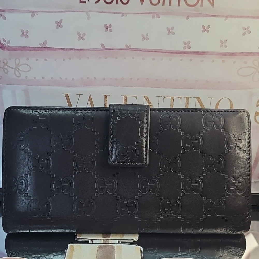 Gucci Guccissima‎ GG Long Wallet Handbag Leather Wristlet Crossbody - Picture 2 of 7